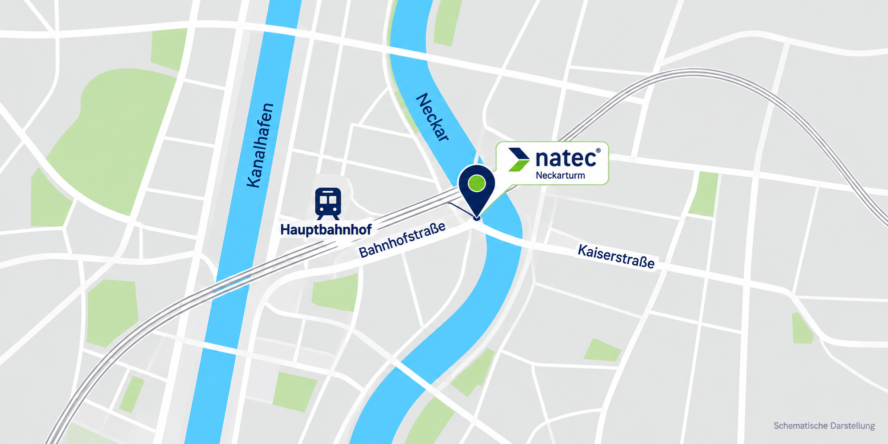 Anfahrt zu natec, Bahnhofstraße 1, Heilbronn
